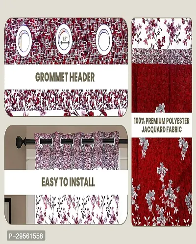 Shappy Attires   Polyester Blackout Door Curtain Single Curtain Floral Red 82x47 inch-thumb2