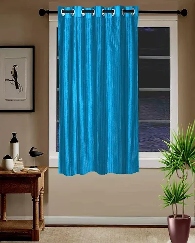 Shappy Attires  cm  Polyester Blackout Window Curtain Single Curtain Self Design Blue 59x47 inch