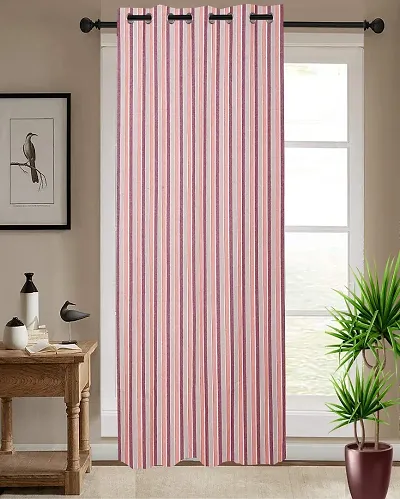Shappy Attires   Cotton Room Darkening Door Curtain Single Curtain Striped Maroon 82x47 inch