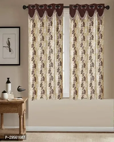 Shappy Attires  cm  Polyester Room Darkening Window Curtain Pack Of 2 Printed Brown 82x47 inch-thumb0