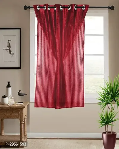 Shappy Attires  cm  Polyester Blackout Window Curtain Single Curtain Self Design Red 59x47 inch-thumb2