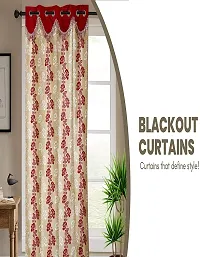 Shappy Attires  cm  Polyester Room Darkening Window Curtain Pack Of 2 Printed Red 82x47 inch-thumb3