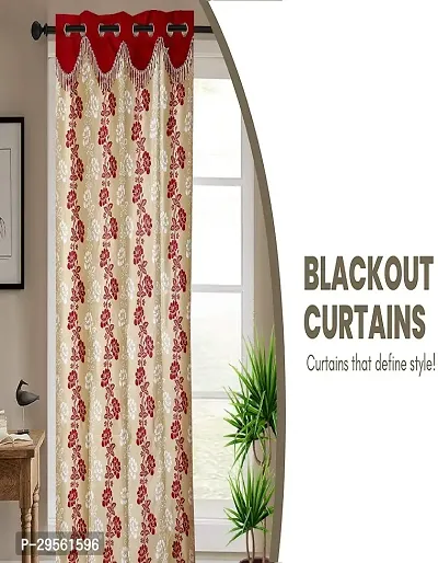 Shappy Attires  cm  Polyester Room Darkening Window Curtain Pack Of 2 Printed Red 82x47 inch-thumb4