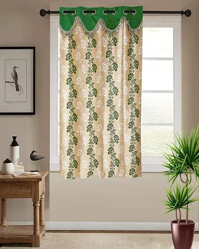 Shappy Attires  cm  Polyester Room Darkening Window Curtain Single Curtain Printed Green 82x47 inch