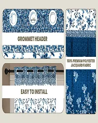 Shappy Attires   Polyester Blackout Door Curtain Single Curtain Floral Teal 82x47 inch-thumb1