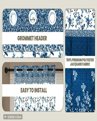 Shappy Attires   Polyester Blackout Door Curtain Single Curtain Floral Teal 82x47 inch-thumb2