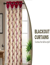 Shappy Attires  cm  Polyester Room Darkening Window Curtain Pack Of 2 Printed Maroon 82x47 inch-thumb3