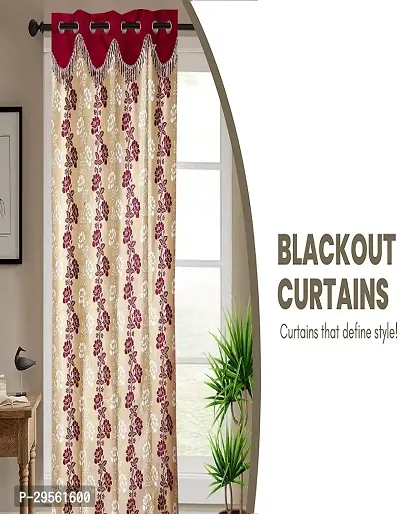 Shappy Attires  cm  Polyester Room Darkening Window Curtain Pack Of 2 Printed Maroon 82x47 inch-thumb4