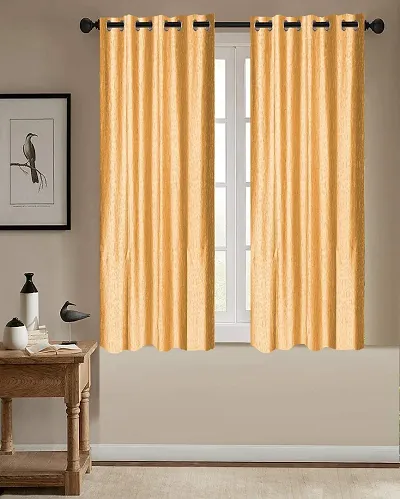 Shappy Attires  cm  Polyester Blackout Window Curtain Pack Of 2 Solid Yellow 59x47 inch