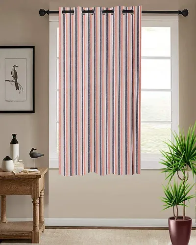 Shappy Attires  cm  Cotton Room Darkening Window Curtain Single Curtain Striped Brown 59x53 inch