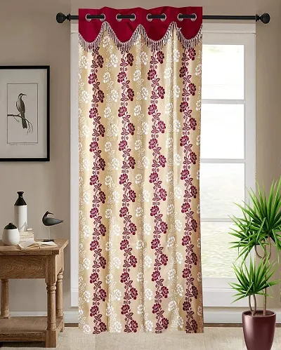 Shappy Attires   Polyester Room Darkening Door Curtain Single Curtain Printed Maroon 82x47 inch