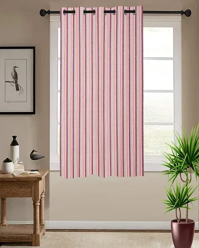 Shappy Attires  cm  Cotton Room Darkening Window Curtain Single Curtain Striped Maroon 59x53 inch