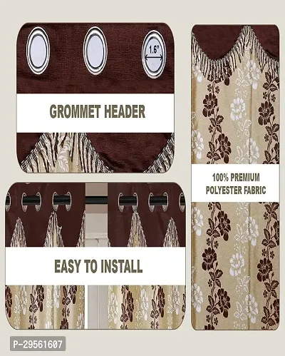 Shappy Attires  cm  Polyester Room Darkening Window Curtain Pack Of 2 Printed Brown 82x47 inch-thumb2