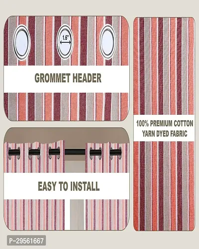 Shappy Attires  cm  Cotton Room Darkening Window Curtain Pack Of 2 Striped Maroon 59x53 inch-thumb2