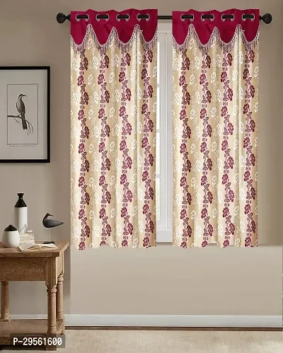 Shappy Attires  cm  Polyester Room Darkening Window Curtain Pack Of 2 Printed Maroon 82x47 inch