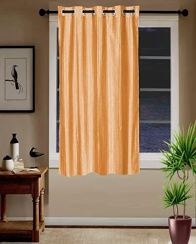 Shappy Attires  cm  Polyester Blackout Window Curtain Single Curtain Self Design Orange 59x47 inch