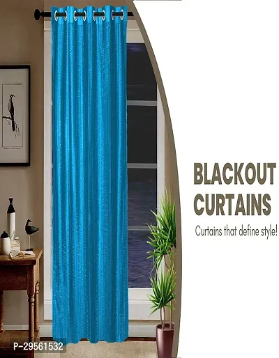 Shappy Attires   Polyester Blackout Door Curtain Single Curtain Solid Blue 82x47 inch-thumb5