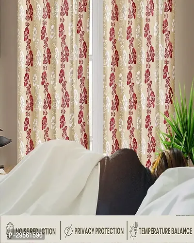 Shappy Attires  cm  Polyester Room Darkening Window Curtain Pack Of 2 Printed Red 82x47 inch-thumb3