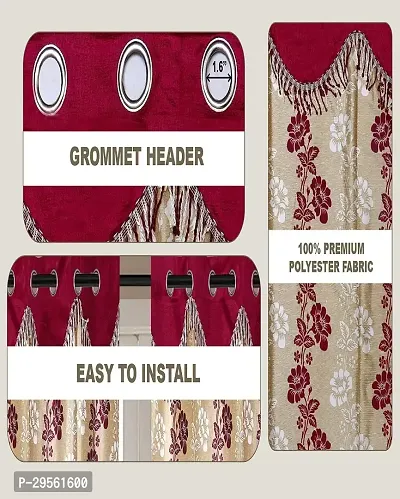 Shappy Attires  cm  Polyester Room Darkening Window Curtain Pack Of 2 Printed Maroon 82x47 inch-thumb2