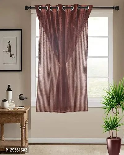 Shappy Attires  cm  Polyester Blackout Window Curtain Single Curtain Self Design Brown 59x47 inch-thumb2