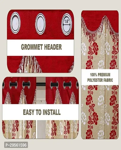 Shappy Attires  cm  Polyester Room Darkening Window Curtain Pack Of 2 Printed Red 82x47 inch-thumb2