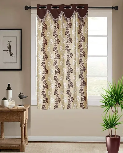 Shappy Attires  cm  Polyester Room Darkening Window Curtain Single Curtain Printed Brown 82x47 inch