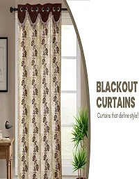 Shappy Attires  cm  Polyester Room Darkening Window Curtain Pack Of 2 Printed Brown 82x47 inch-thumb3