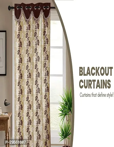 Shappy Attires  cm  Polyester Room Darkening Window Curtain Pack Of 2 Printed Brown 82x47 inch-thumb4