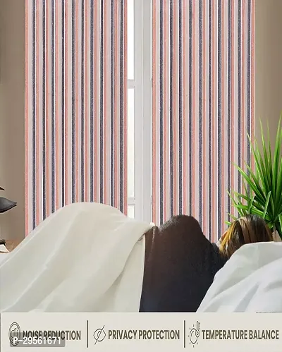 Shappy Attires  cm  Cotton Room Darkening Window Curtain Pack Of 2 Striped Brown 59x53 inch-thumb3