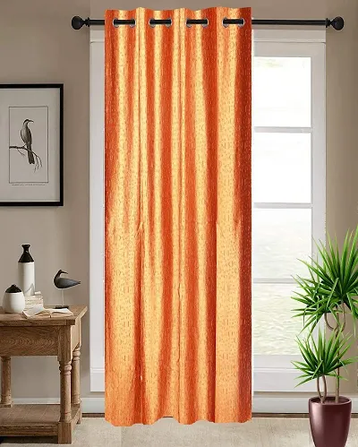 Shappy Attires   Polyester Blackout Door Curtain Single Curtain Solid Orange 82x47 inch