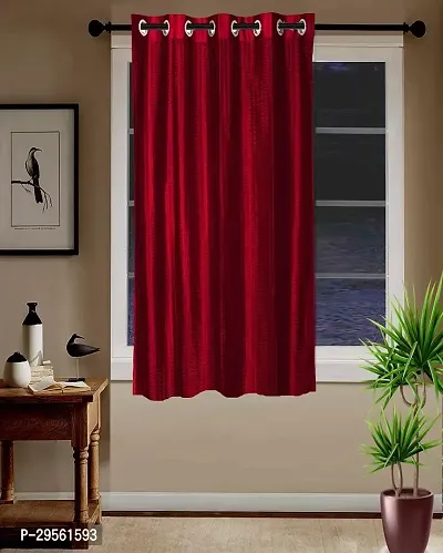 Shappy Attires  cm  Polyester Blackout Window Curtain Single Curtain Self Design Red 59x47 inch