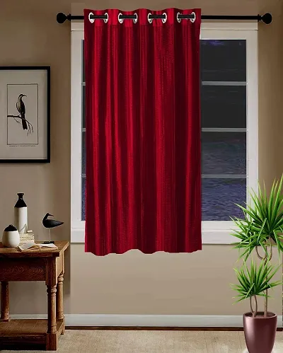 Shappy Attires  cm  Polyester Blackout Window Curtain Single Curtain Self Design Red 59x47 inch