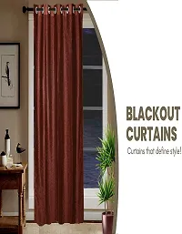 Shappy Attires  cm  Polyester Blackout Window Curtain Single Curtain Self Design Brown 59x47 inch-thumb4