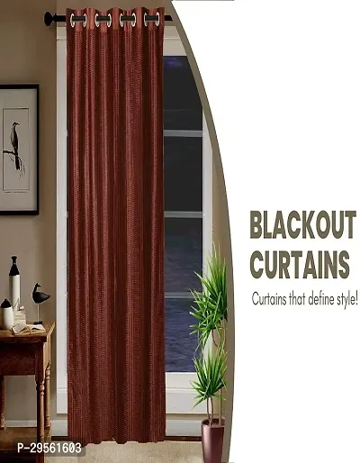 Shappy Attires  cm  Polyester Blackout Window Curtain Single Curtain Self Design Brown 59x47 inch-thumb5