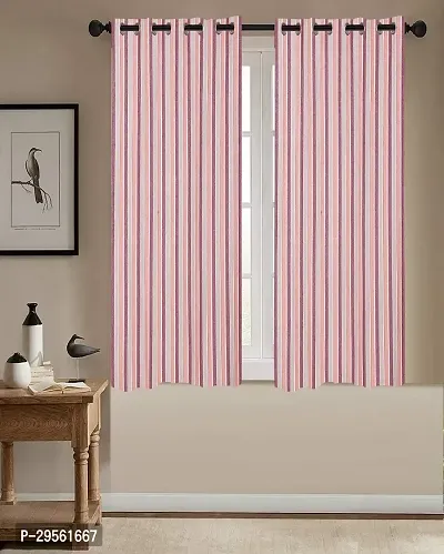 Shappy Attires  cm  Cotton Room Darkening Window Curtain Pack Of 2 Striped Maroon 59x53 inch