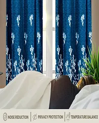 Shappy Attires   Polyester Blackout Door Curtain Single Curtain Floral Teal 82x47 inch-thumb2