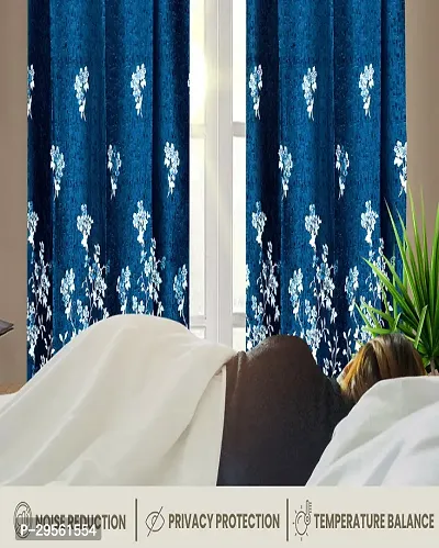 Shappy Attires   Polyester Blackout Door Curtain Single Curtain Floral Teal 82x47 inch-thumb3