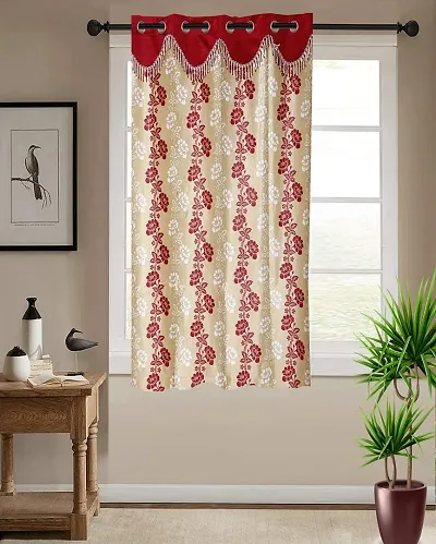 Shappy Attires  cm  Polyester Room Darkening Window Curtain Single Curtain Printed Red 82x47 inch