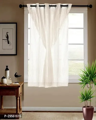 Shappy Attires  cm  Polyester Blackout Window Curtain Single Curtain Self Design Cream 59x47 inch-thumb2