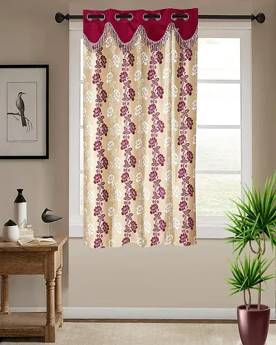 Shappy Attires  cm  Polyester Room Darkening Window Curtain Single Curtain Printed Maroon 82x47 inch