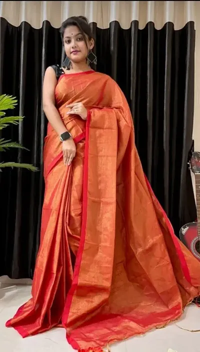 Classic Tissue Saree with Blouse piece For Women