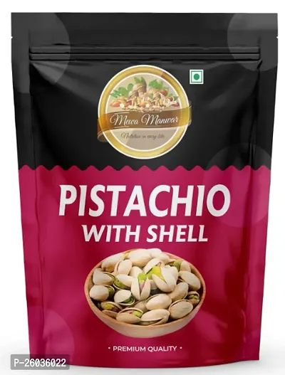 Pistachio With Shell, Natural Kernals With Shell, Rich In Fibre And Minerals, Big Size, 500Gm Pouch Pack