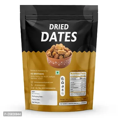 Dried Dates (Khajoor/Khajur)|All Natural | No Preservatives | No Added Sugar | Gluten Free | Vegan | Non Gmo | Dates Fruits, 500Gm Pouch Pack-thumb2
