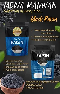 Black Raisin, Kali Kishmish | High In Antioxidants, Naturally Sweet And Tasty, 500Gm Pouch Pack-thumb2