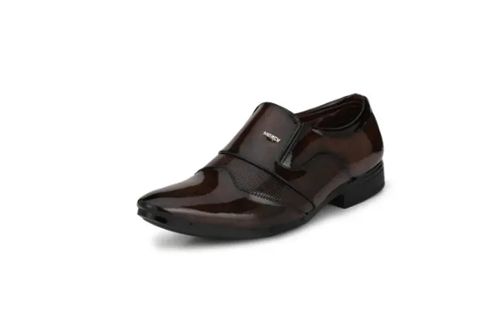 Brown Patent Leather Formal Shoes For Men