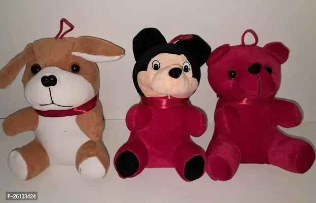 Pack Of 3 Sofy Teddy Bear Brown Red And Micky Mouse