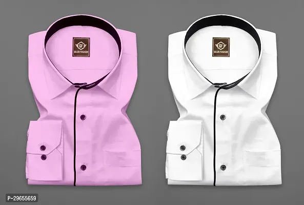 Reliable Multicoloured Cotton Solid Casual Shirts For Men Pack Of 2-thumb0