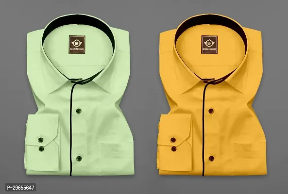 Reliable Multicoloured Cotton Solid Casual Shirts For Men Pack Of 2