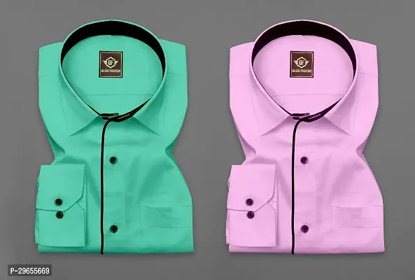 Reliable Multicoloured Cotton Solid Casual Shirts For Men Pack Of 2