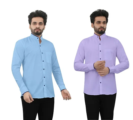 Reliable Blend Solid Casual Shirts For Men Pack Of 2